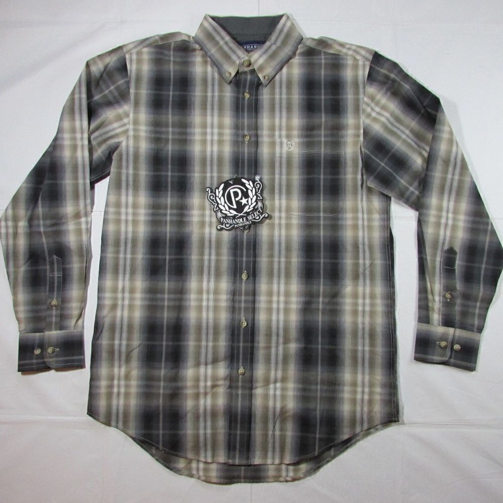 Panhandle Select Men's Long Sleeve Plaid Button Down Shirt - Steel